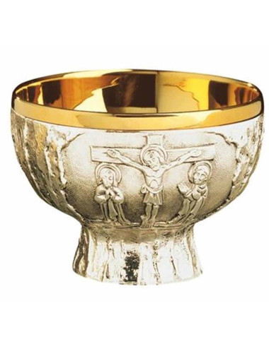 Copón-Patena metal plateado Calvario