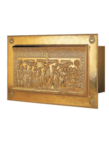 Aumbry with a crucifixion scene