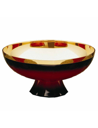 Open Ciborium made in gold plated brass decorated with red enamel