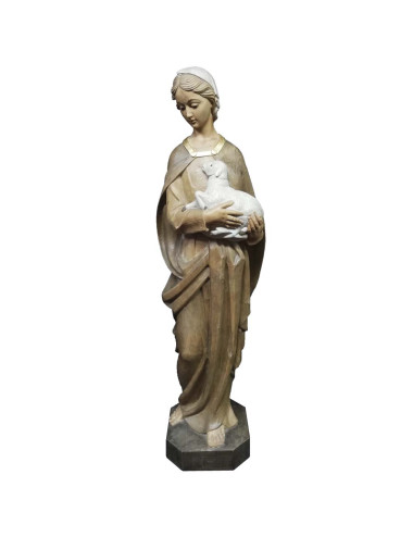 Imagen Virgen con Cordero talla de madera