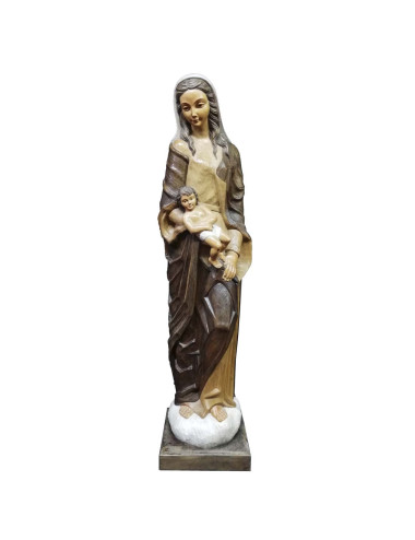 Imagen Virgen con Niño realizada en talla de madera