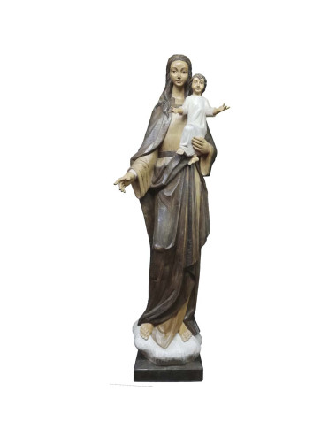 Imagen de la Virgen con el Niño en brazos en talla de madera