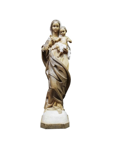 Virgin with child in arms made in wood carving