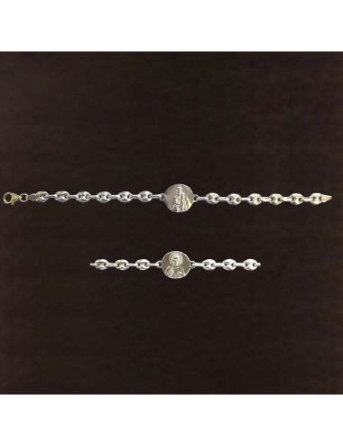 Bracelet with calabrotes and with scapular made in sterling silver