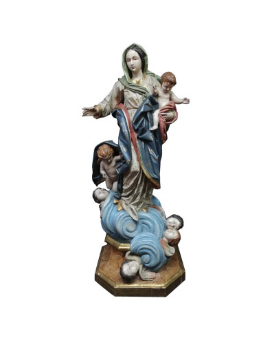 Imagen Virgen con Niño policromada