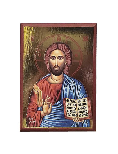 Icono griego con imagen del Pantocrator pintado a mano