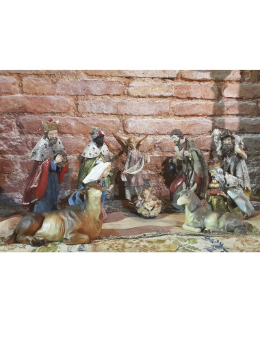 Nacimiento con Reyes, Ángel y pastor en resina