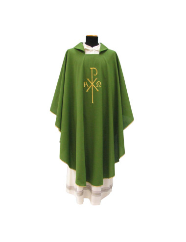 Casulla Gótica con motivos de PX, alfa y omega