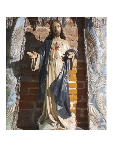 Sacred Heart of Jesus colored wood