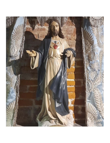 Sagrado Corazón de Jesús madera coloreada