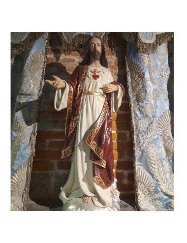 Sagrado Corazón de Jesús talla de madera coloreado