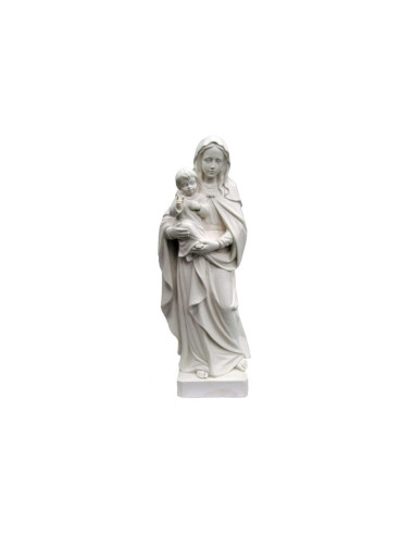 Virgen con niño fibra de vidrio natural