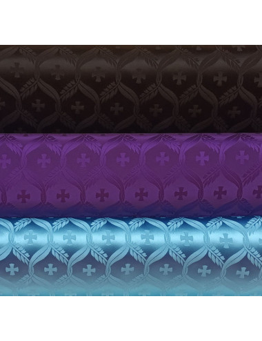 Tela de tissu con motivo de cruces en azul, morado o negro