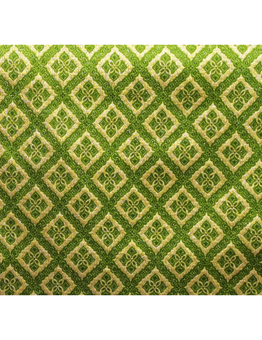 Green tissu fabric with rhombus motifs