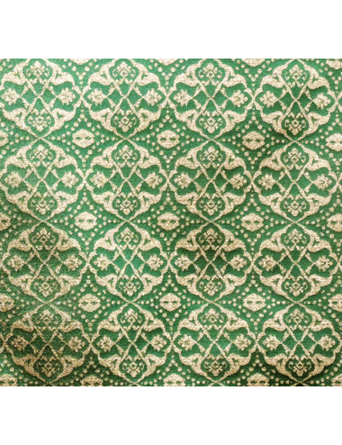 Tela damasco metal verde y dorado