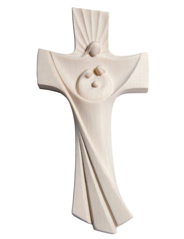 Tree cross for wall with Sacred Family design