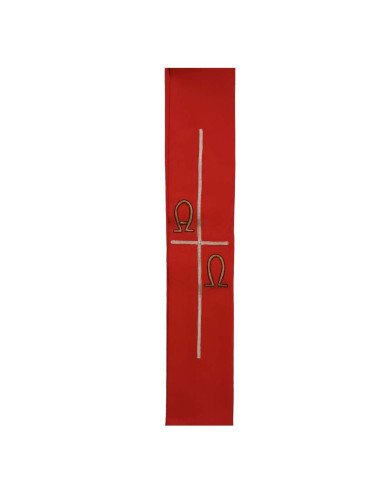 Red stole with Cross, Alpha and Omega motifs