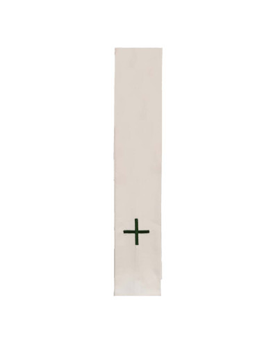 Estola blanca con cruz verde bordada