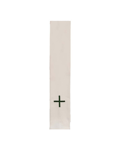 Estola blanca con cruz verde bordada