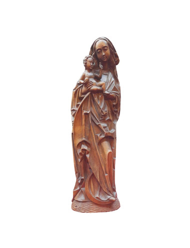 Imagen de Virgen con niño en brazos talla de madera