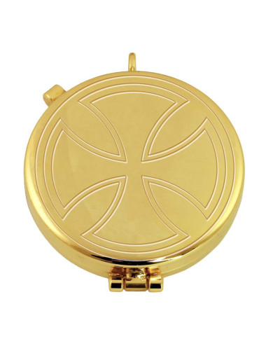 Hosts box made in gold plated brass with cross engraving on lid