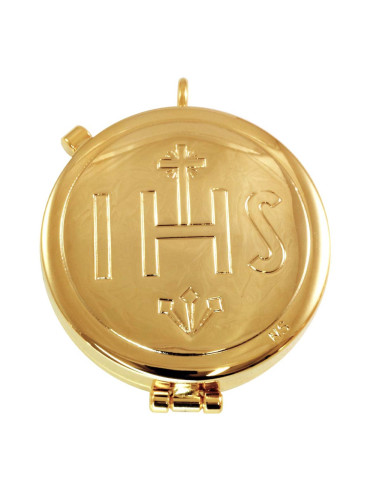 Hosts box made in gold plated brass with JHS motifs
