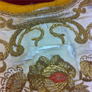 Estado inicial Casulla Catedral de Almería restauracion de ornamentos, restauraciones, santarrufina