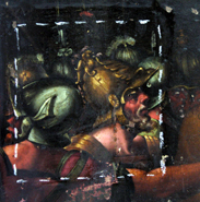 Cata de obra pictórica de Retablo de Cuéllar por Santarrufina restauracion de mobiliario, restauraciones, retablos, santarrufina