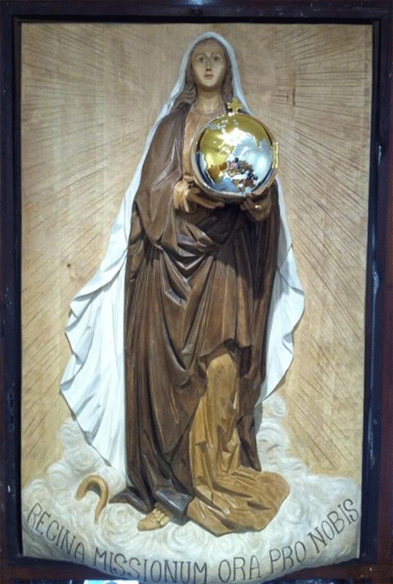 Altorrelieve Reina de las Misiones para OMP Santarrufina altorrelieve madera, reina de las misiones, trabajos especiales, santarrufina