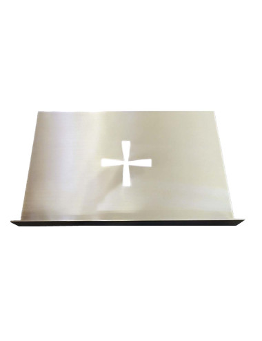 Atril de mesa de metal con cruz