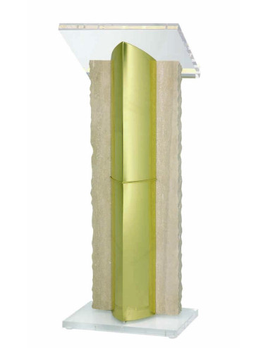 Standing Lectern made in brass, marble and methacrylate